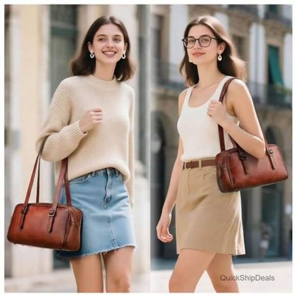 Genuine Leather Hobo Shoulder Bag with Adjustable Straps, Clutch Convertible main image 3